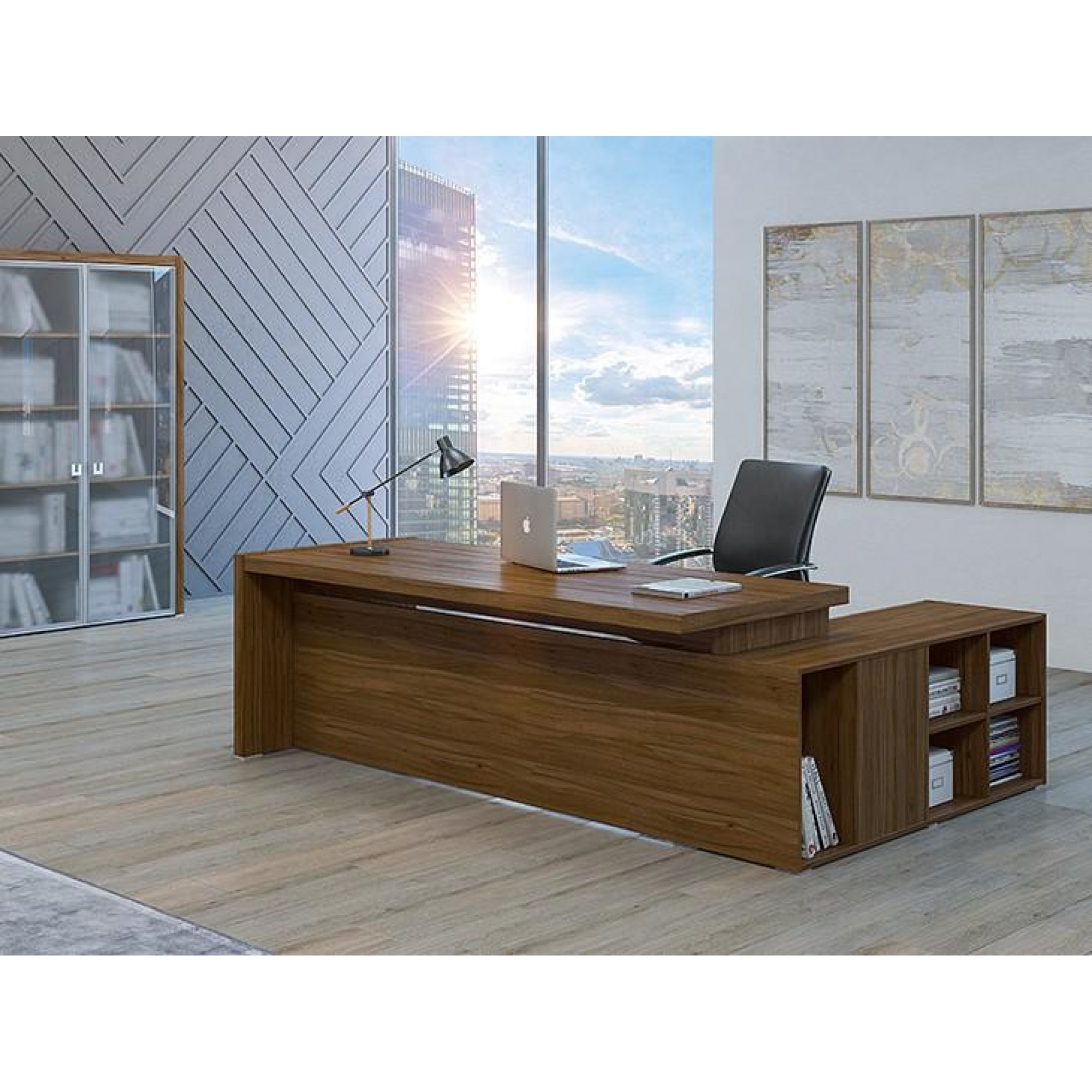 Стол для руководителя Solid древесина коричневая нейтральная орех 2030x1740x750(POI_SOL29711203)