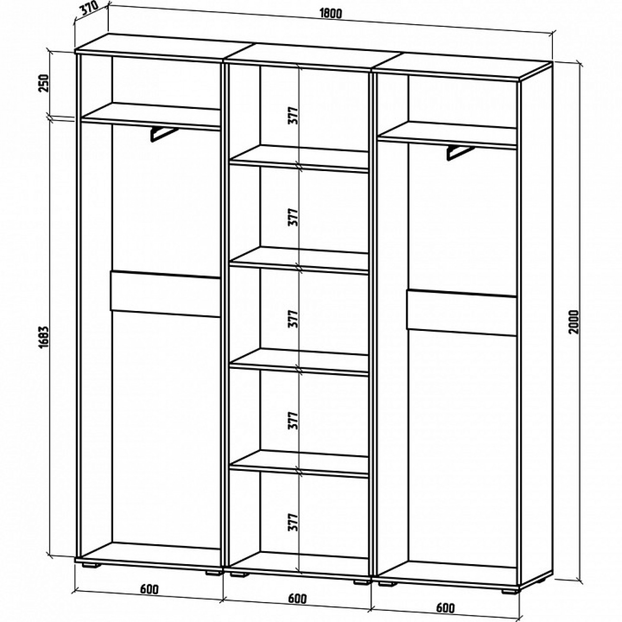 Шкаф платяной Тунис-9    MAS_SHT-9-DZ