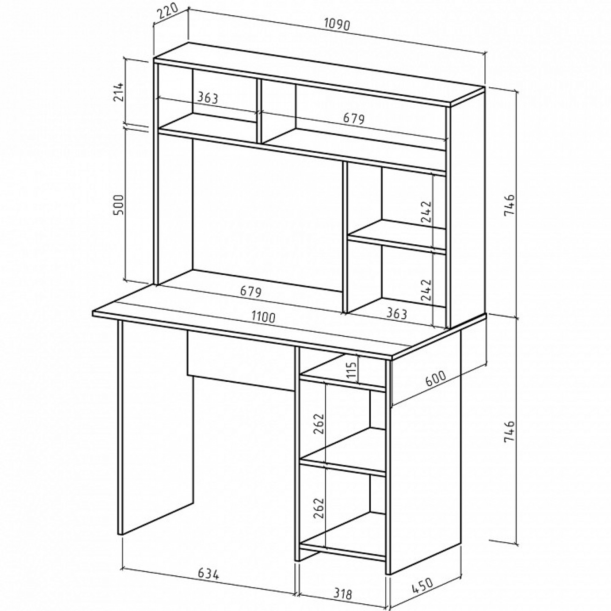 Стол компьютерный Лайт-3 СН    MAS_PSLT-3-SN-DS