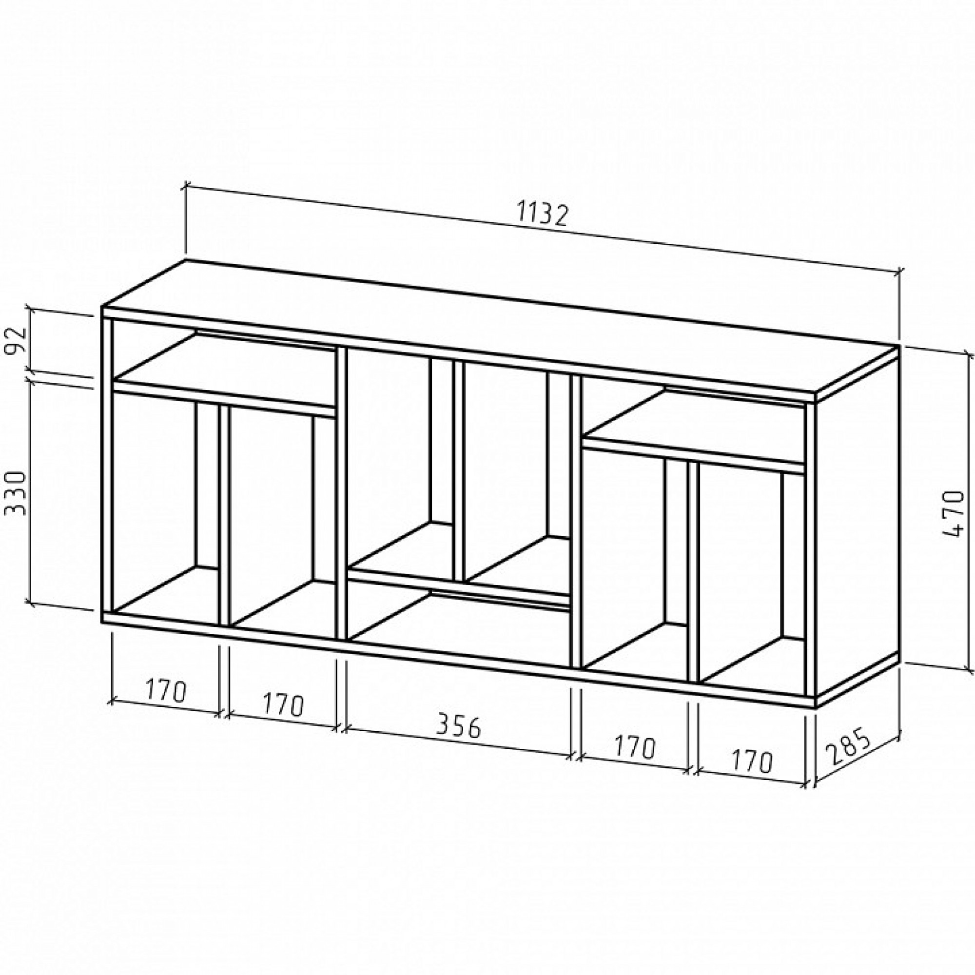 Полка книжная Офис-2    MAS_PNOF-2-DM