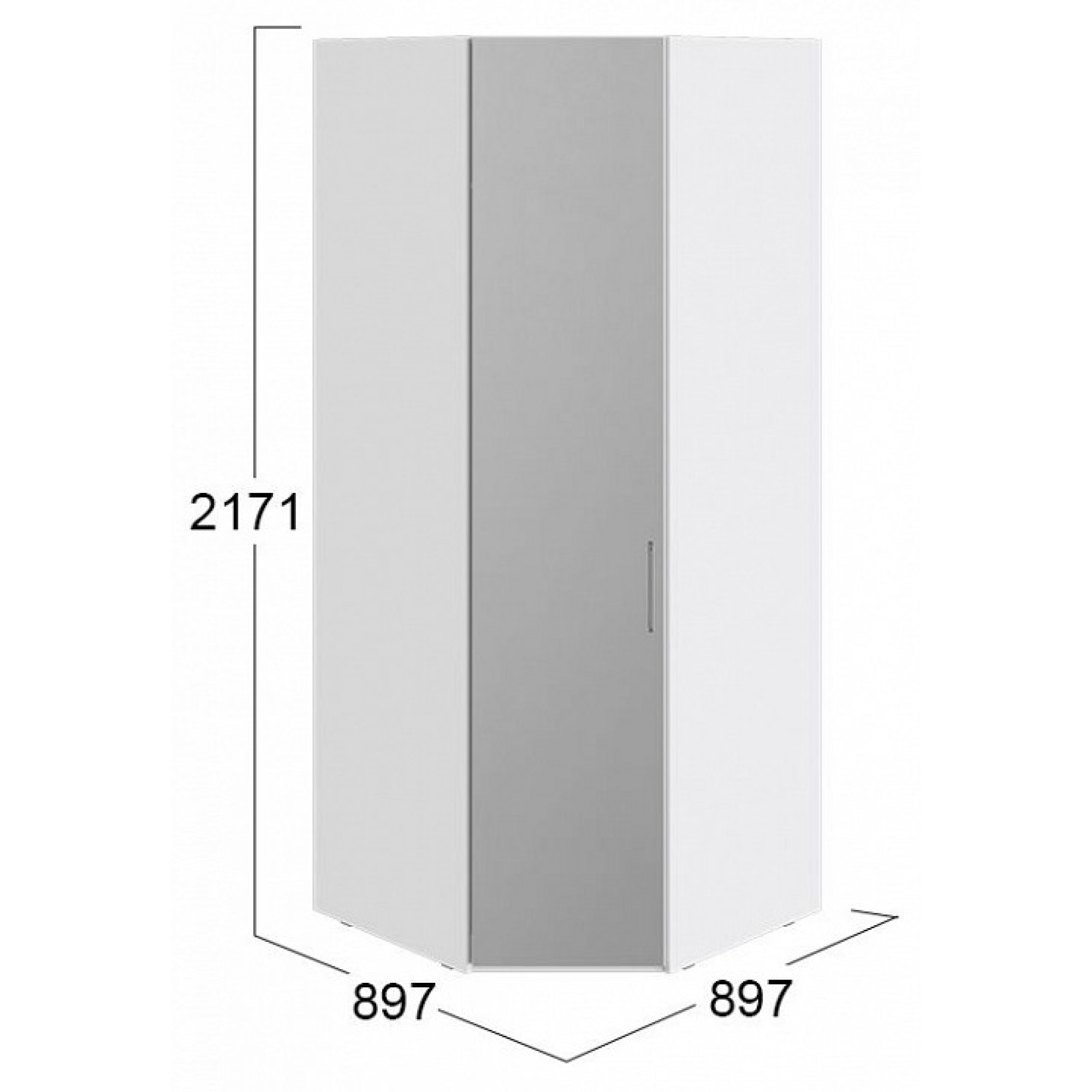 Шкаф платяной Скарлет СМ-339.07.007 L зеркальный 897x897x2171(TRI_170451)