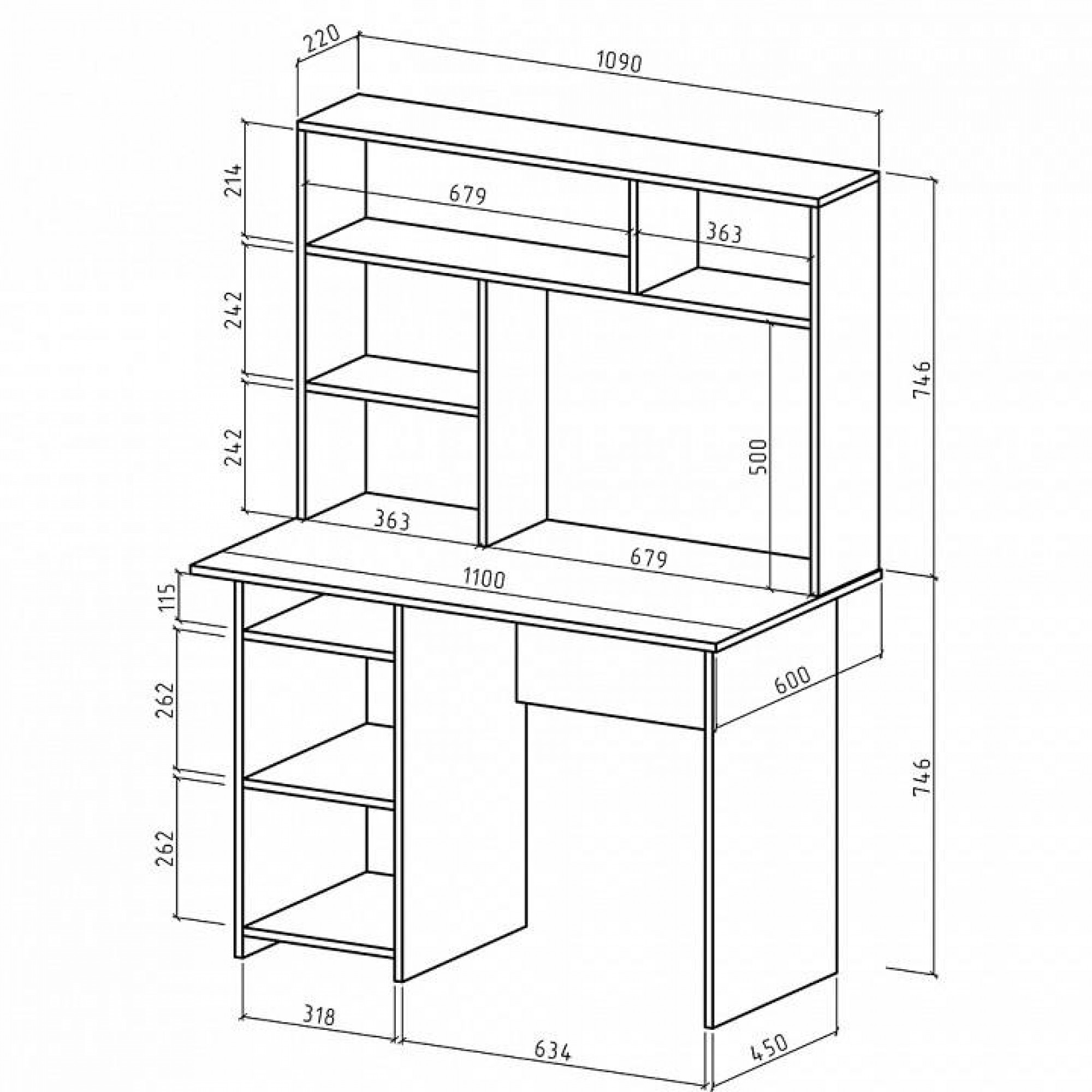 Стол компьютерный Лайт-2 СН    MAS_PSLT-2-SN-DS