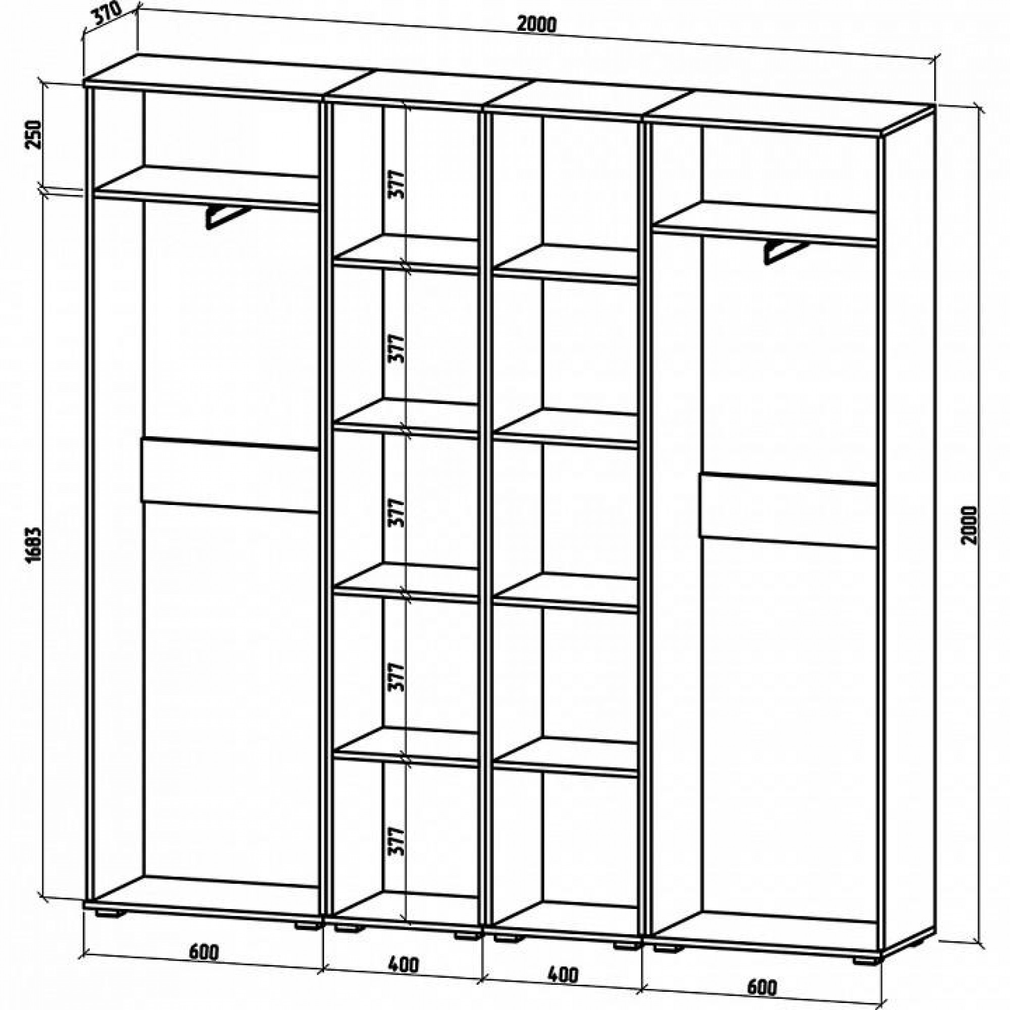 Шкаф платяной Тунис-10    MAS_SHT-10-DSB