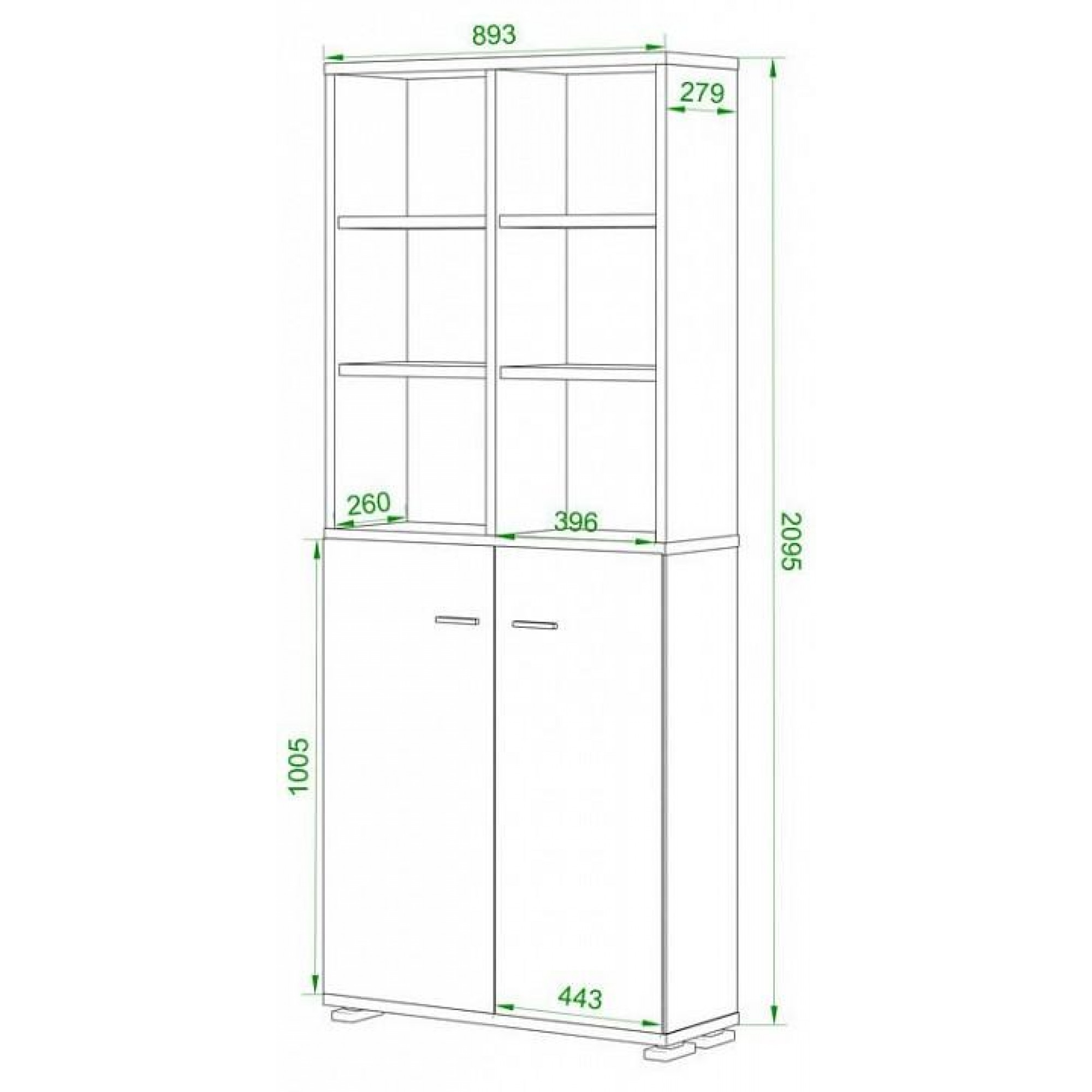 Шкаф-витрина Домино ПУ-30-4-ФС    MER_PU-30-4-FS_KSH-CH