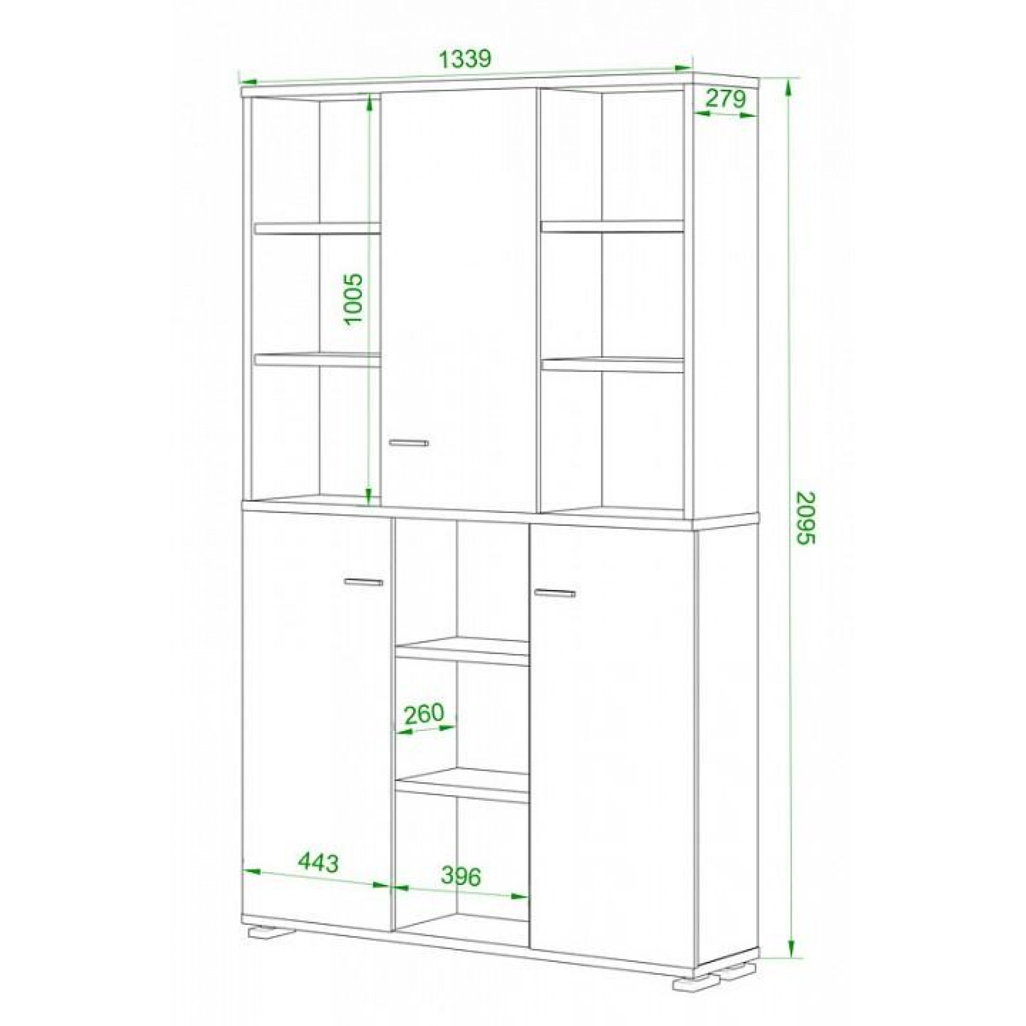 Шкаф книжный Домино нельсон ПУ-40-3    MER_PU-40-3_NBE