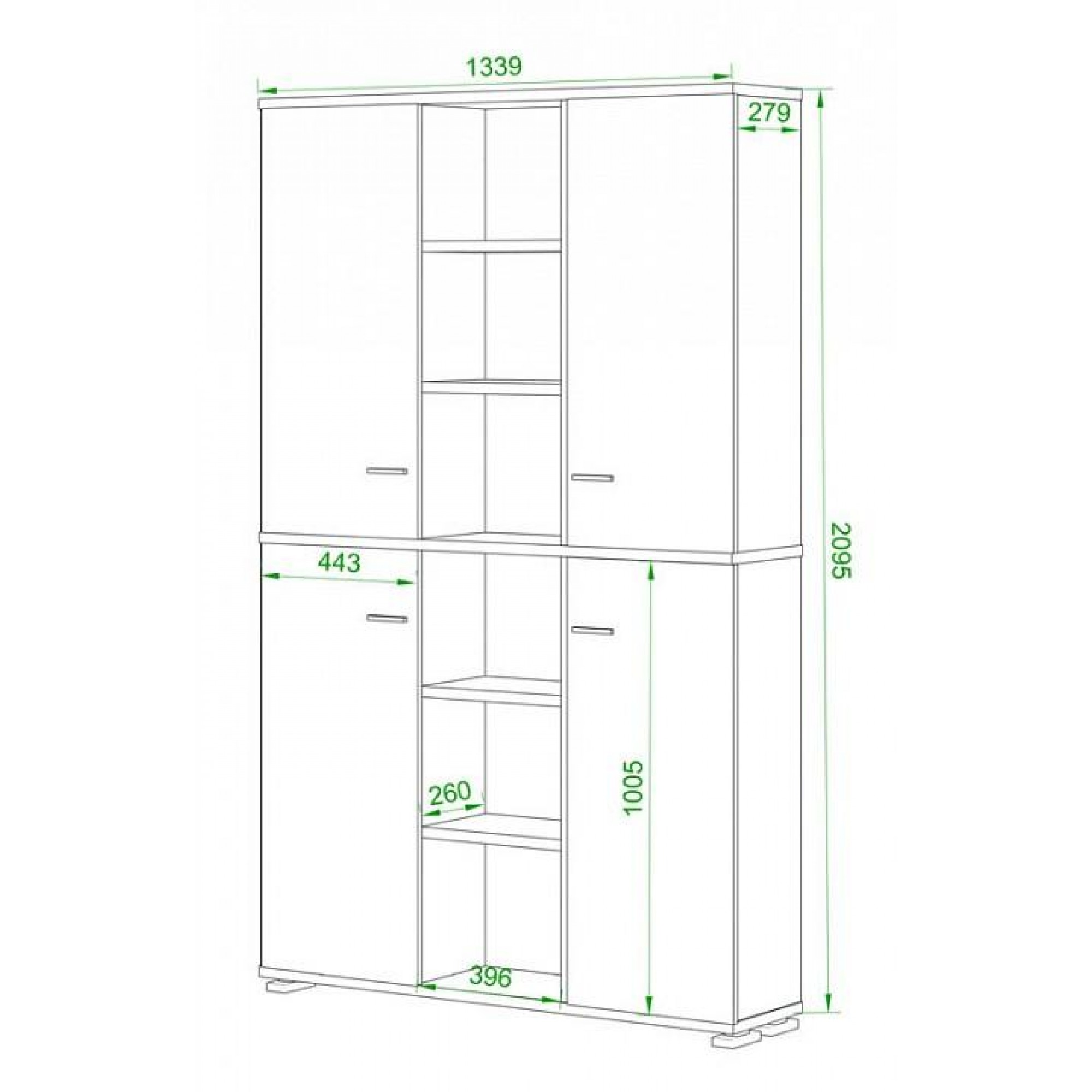 Шкаф книжный Домино нельсон ПУ-40-5    MER_PU-40-5_NBE